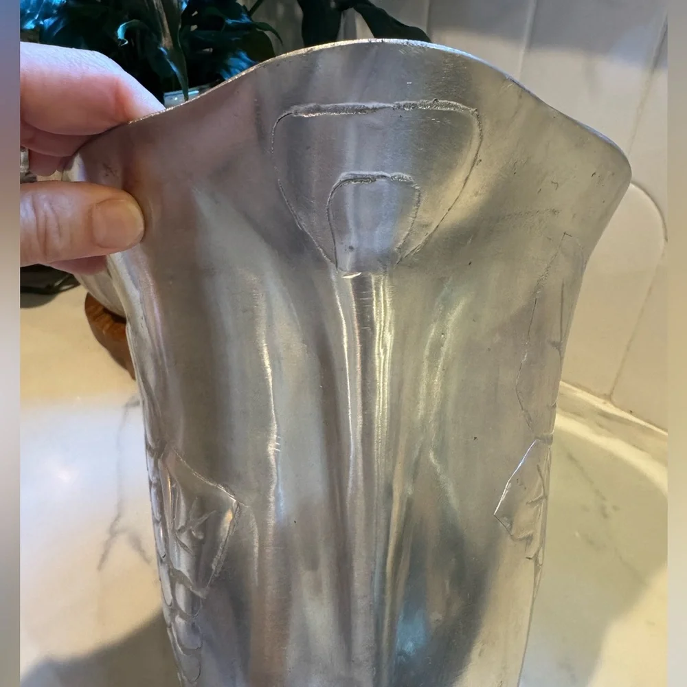 Midcentury Vintage Pewter Grapevine Ice Bucket or Wine Cooler